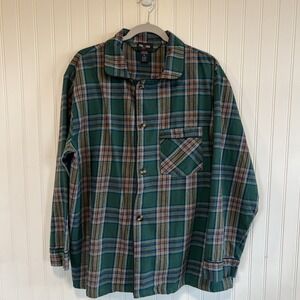 Fox Fire Flannel Plaid Green Men's Pajama Set Long Sleeve XL 100 Cotton